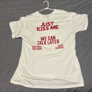 White Graphic T-Shirt with Red Text